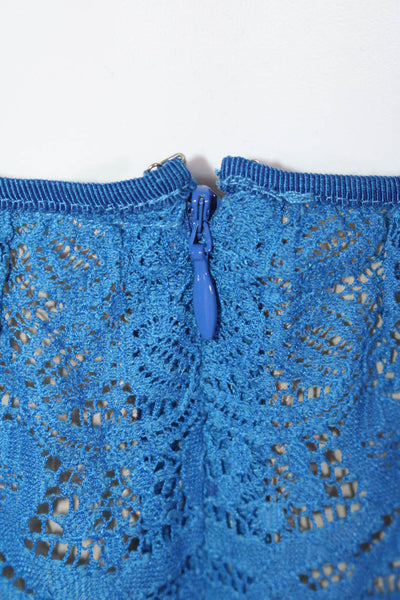 Susana Monaco Womens Cotton Damask Lace Spaghetti Strap Camisole Top Blue Size 6