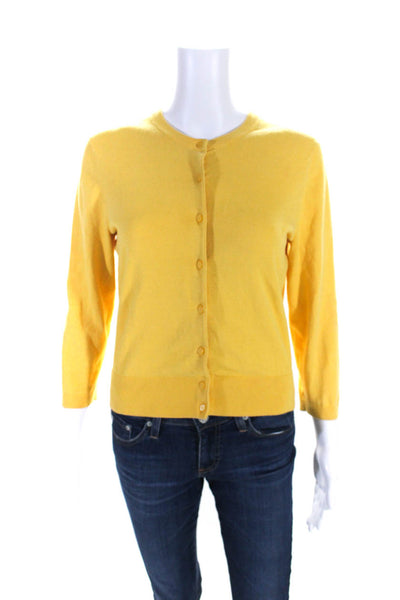 Lilly Pulitzer Womens Cotton Knit Long Sleeve Button Down Cardigan Yellow Size S