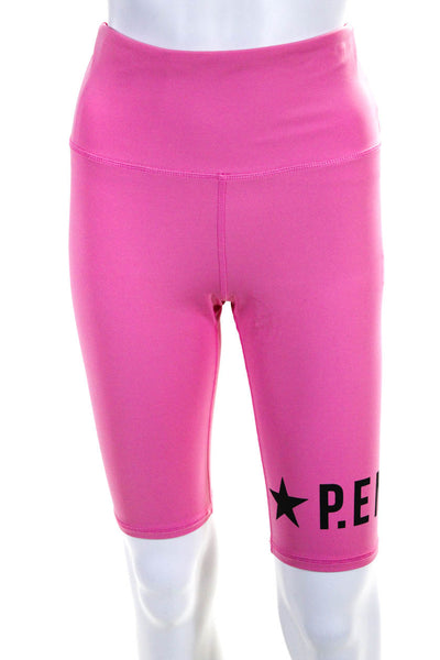 PE Nation Womens High Waist Graphic Activewear Biker Shorts Pink Size S