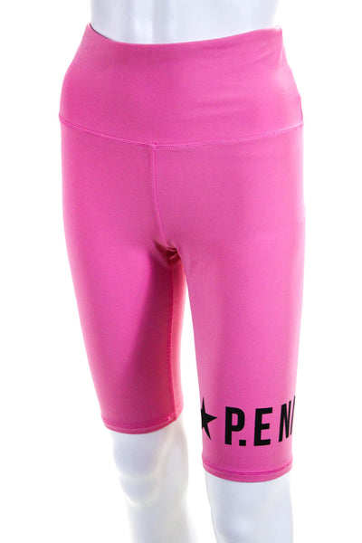 PE Nation Womens High Waist Graphic Activewear Biker Shorts Pink Size S