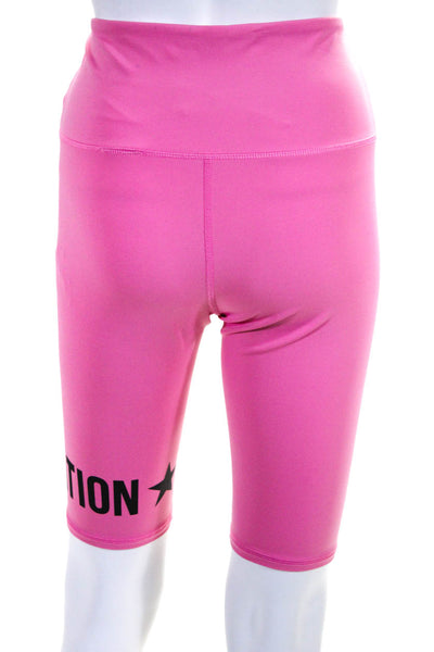 PE Nation Womens High Waist Graphic Activewear Biker Shorts Pink Size S