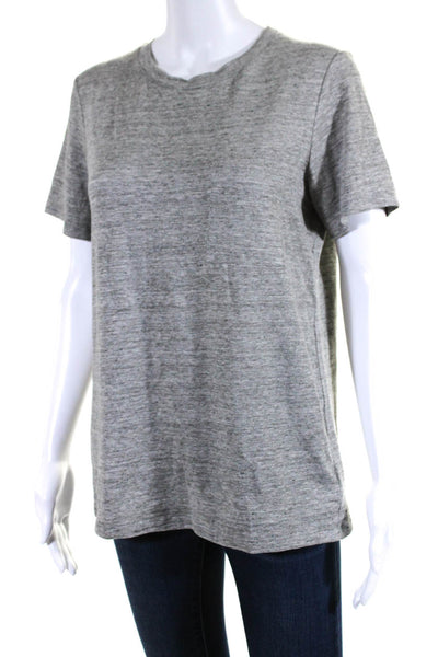 Theory Womens Linen Short Sleeve Crewneck T shirt Gray Size S