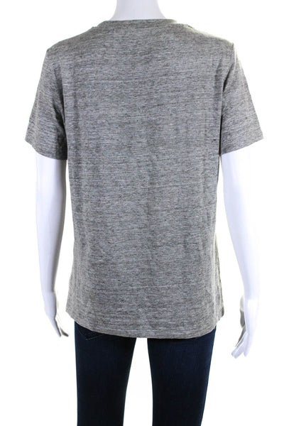 Theory Womens Linen Short Sleeve Crewneck T shirt Gray Size S