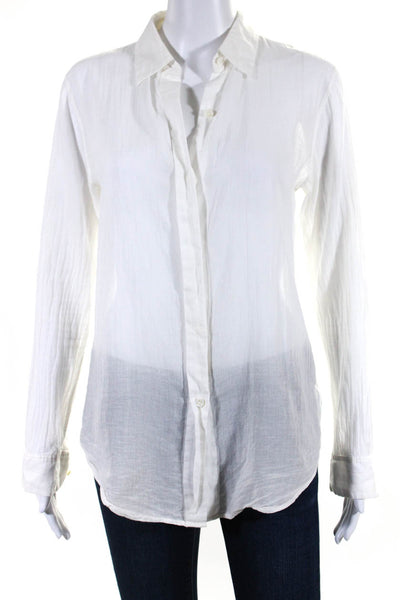 Theory Womens Cotton Long Sleeve Collared Button Down Shirt White Size S