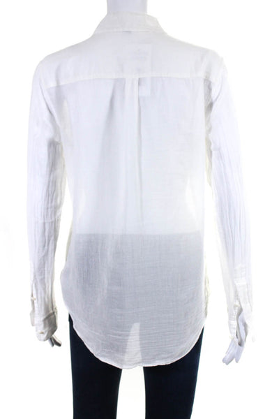 Theory Womens Cotton Long Sleeve Collared Button Down Shirt White Size S