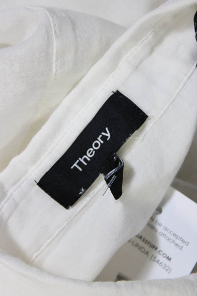 Theory Womens Cotton Long Sleeve Collared Button Down Shirt White Size S