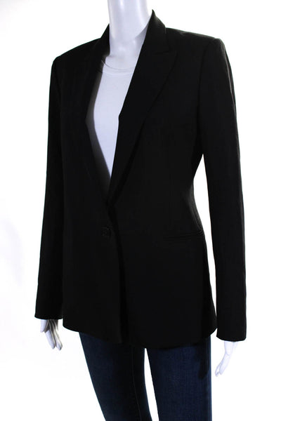 Theory Womens Wool Notched Lapel Single Breasted Blazer Black Size 2