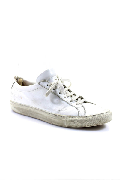 Woman by Common Projects Womens Leather Low Top Lace Up Sneakers White Size 7