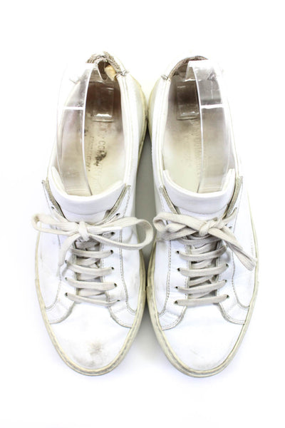 Woman by Common Projects Womens Leather Low Top Lace Up Sneakers White Size 7