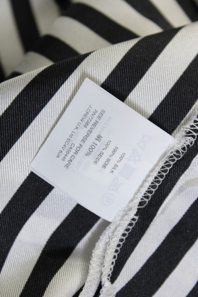 J Crew Womens Black White Striped Silk Crew Neck Sleeveless Blouse Top Size 6