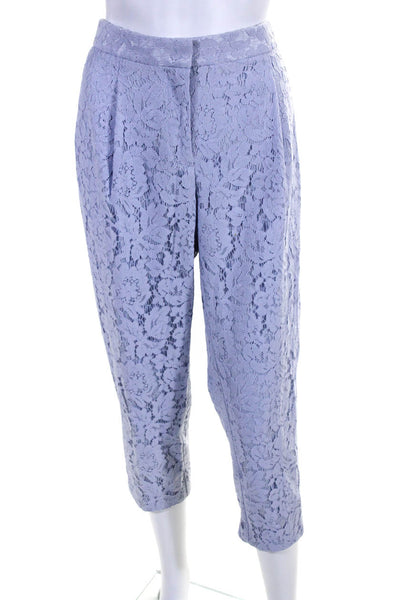 J Crew Womens Powder Blue Floral Lace High Rise Straight Trouser Pants Size 6