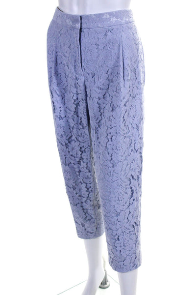 J Crew Womens Powder Blue Floral Lace High Rise Straight Trouser Pants Size 6