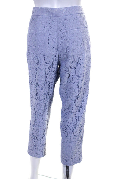 J Crew Womens Powder Blue Floral Lace High Rise Straight Trouser Pants Size 6