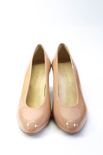 Stuart Weitzman Womens Patent Leather Slide On Pumps Nude Beige Size 9 Medium