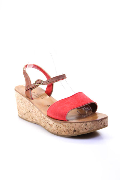 KJ K.Jacques St.Tropez Womens Suede Ankle Strap Platform Wedges Red Size 11US 41