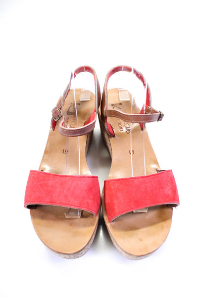 KJ K.Jacques St.Tropez Womens Suede Ankle Strap Platform Wedges Red Size 11US 41