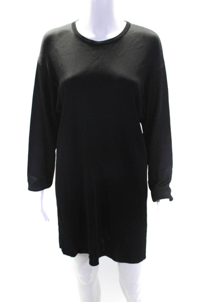 Jaeger Womens Long Sleeves Knee Length Pullover Sweater Dress Black Size Medium