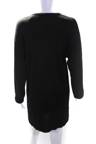 Jaeger Womens Long Sleeves Knee Length Pullover Sweater Dress Black Size Medium