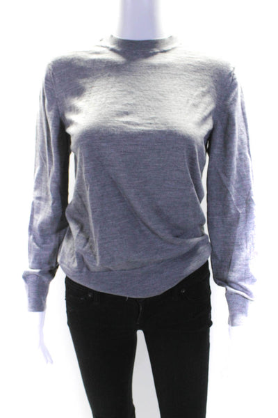 Theory Women's Round Neck Long Sleeves Pullover Sweater Gray Size L