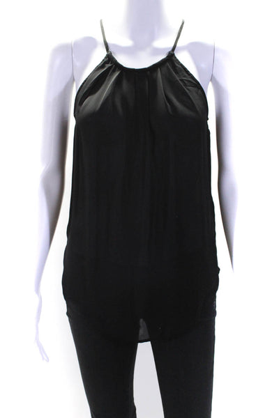 Joie Women's Round Neck Sleeveless Sheer Tank Top Black Size S