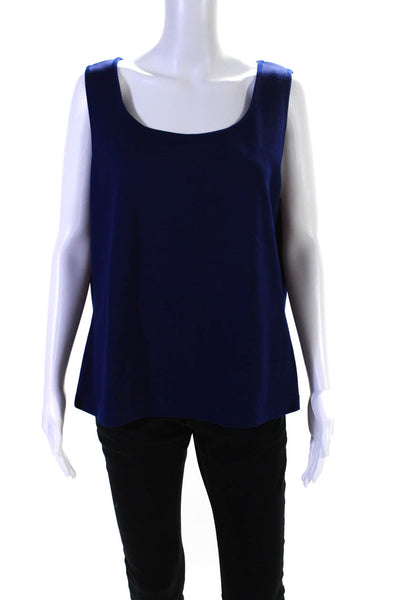 St. John Womens Wool Scoop Neck Sleeveless Knit Tank Top Navy Size XL