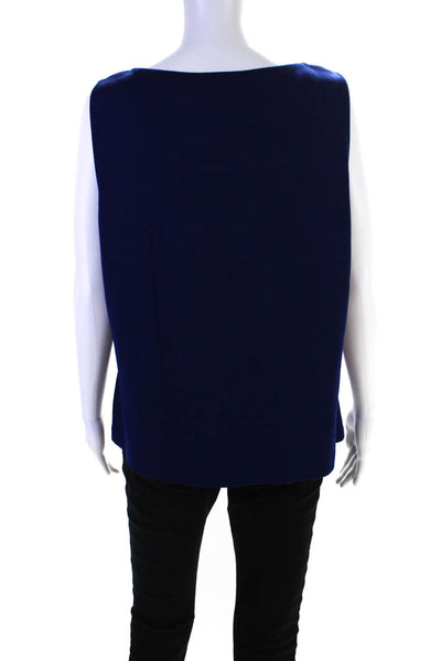 St. John Womens Wool Scoop Neck Sleeveless Knit Tank Top Navy Size XL