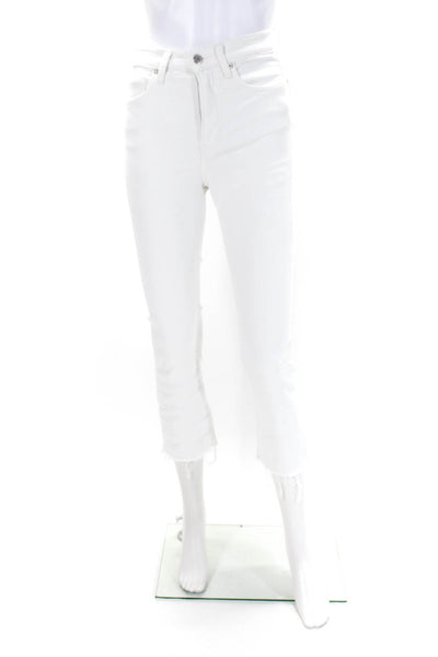 Veronica Beard Womens High Rise Carly Kick Flare Leg Jeans White Cotton Size 26