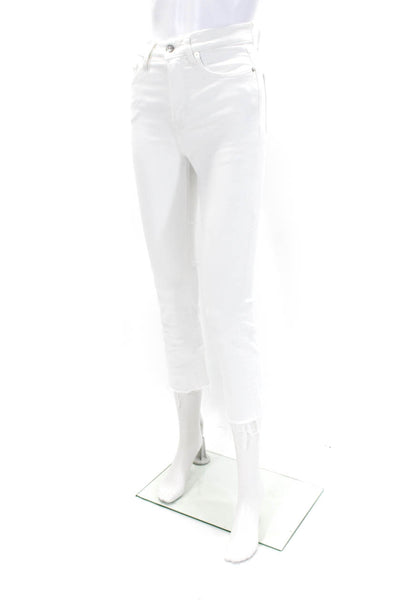 Veronica Beard Womens High Rise Carly Kick Flare Leg Jeans White Cotton Size 26