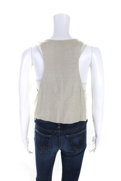 Eileen Fisher Womens Silk Woven Sequin Embellished Sleeveless Vest Gray Size XS