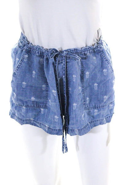 Rails Womens Mid Rise Drawstring Pineapple Short Shorts Blue Size Medium