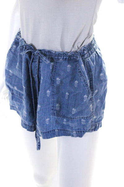 Rails Womens Mid Rise Drawstring Pineapple Short Shorts Blue Size Medium