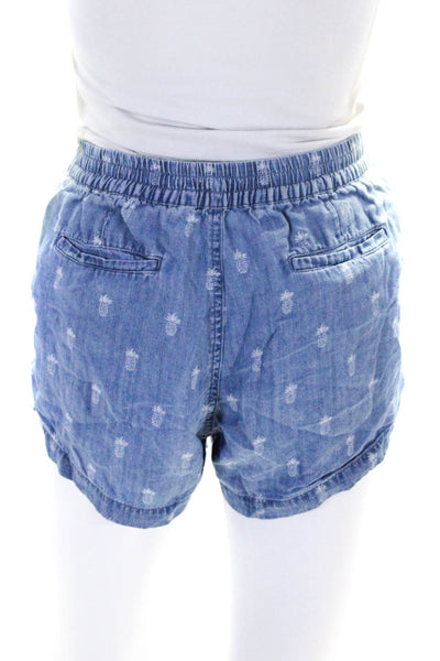 Rails Womens Mid Rise Drawstring Pineapple Short Shorts Blue Size Medium