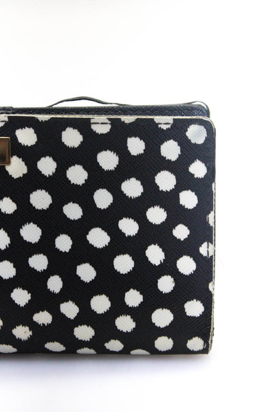 Kate Spade New York Womens Polka Dot Bi Fold Wallet Navy Blue White Leather