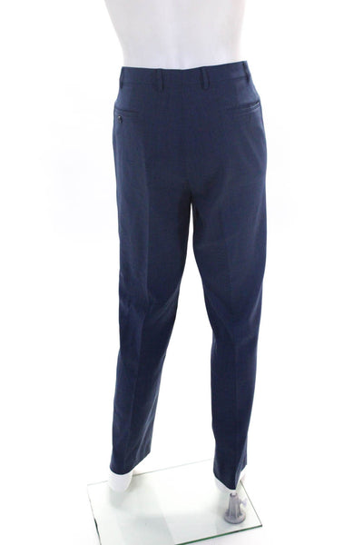 Michael Kors Mens Zipper Fly Pleated Straight Leg Dress Pants Blue Size 36x32