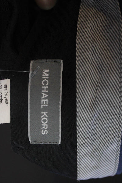 Michael Kors Mens Zipper Fly Pleated Straight Leg Dress Pants Blue Size 36x32