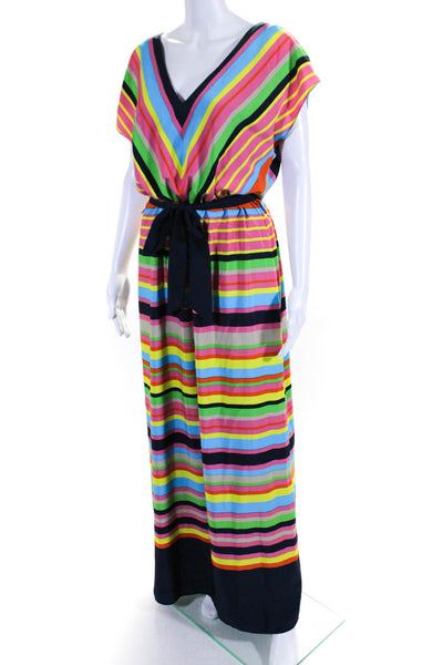 Trina Turk Womens Multicolor Striped V-neck Cap Sleeveless Shift Dress Size 6