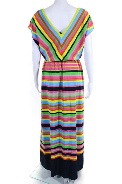 Trina Turk Womens Multicolor Striped V-neck Cap Sleeveless Shift Dress Size 6