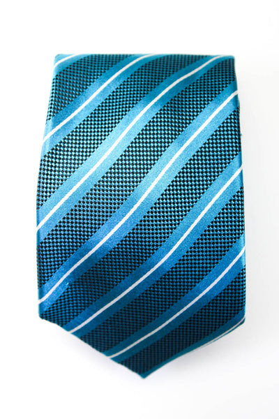 Yves Saint Laurent Mens Silk Striped Classic Neck Tie Blue OS