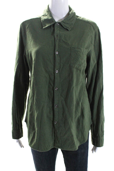 American Colors by Alex Lehr Womens Collared Buttoned Casual Top Green Size M