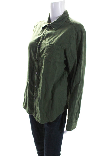 American Colors by Alex Lehr Womens Collared Buttoned Casual Top Green Size M