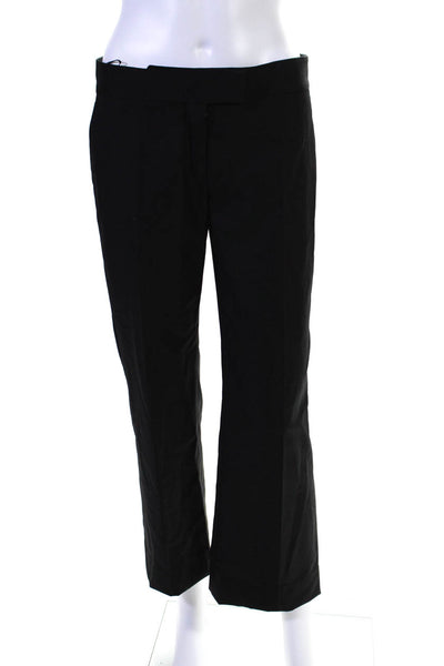 Cotelac Womens Wool Mid Rise Wide Leg Dress Pants Black Size 1