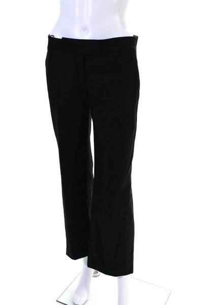 Cotelac Womens Wool Mid Rise Wide Leg Dress Pants Black Size 1