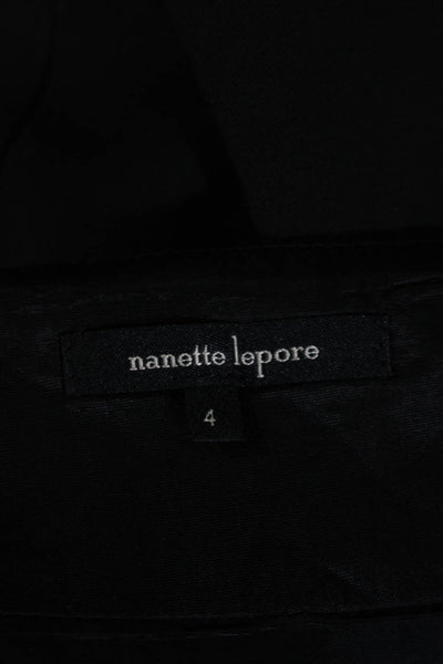 Nanette Lepore Womens Knee Length Button Bottom Front A Line Skirt Black Size 4