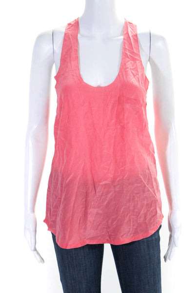 Joie Womens Sleeveless Scoop Neck Silk Pocket Tank Top Watermelon Pink Size XS