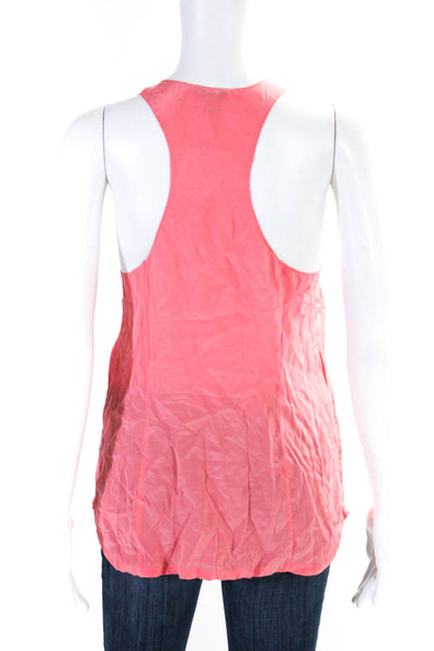 Joie Womens Sleeveless Scoop Neck Silk Pocket Tank Top Watermelon Pink Size XS