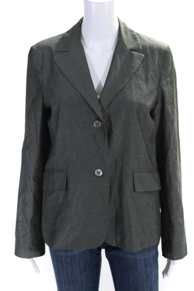 BCBGMAXAZRIA Womens Two Button Notched Lapel Blazer Jacket Gray Cotton Size 10