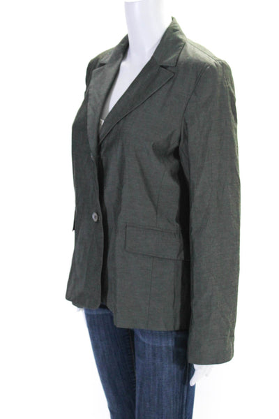 BCBGMAXAZRIA Womens Two Button Notched Lapel Blazer Jacket Gray Cotton Size 10