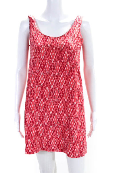 Joie Womens Sleeveless Scoop Neck Ikat Print Silk Dress Pink White Size XS