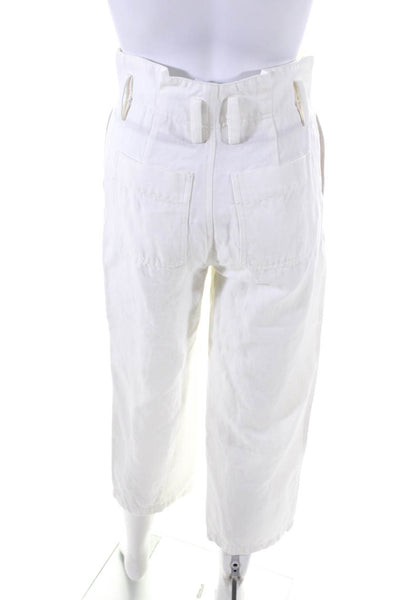 Vince Womens High Waisted Wide Leg Paperbag Pants White Size 0