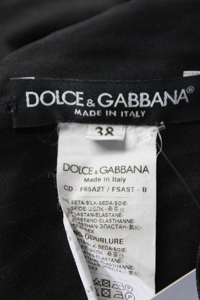 Dolce & Gabbana Womens Back Zip Ruched Silk Floral Tiered Dress Black IT 38